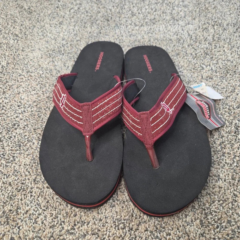 Indiana University Hoosiers Flip Flops Mens XL Collegiate Footwear Black Red NEW